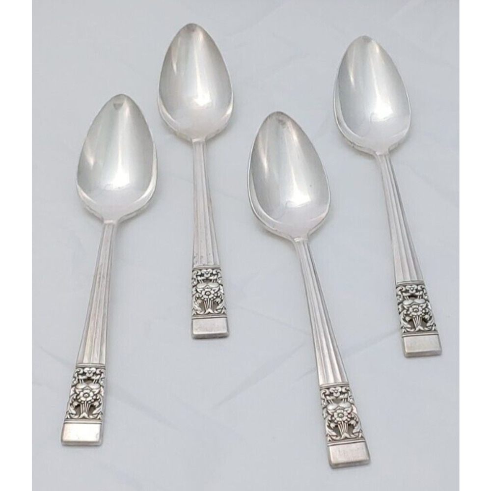 Oneida Community Coronation Teaspoons 4 pc-Silverplate Flatware 1936 Used